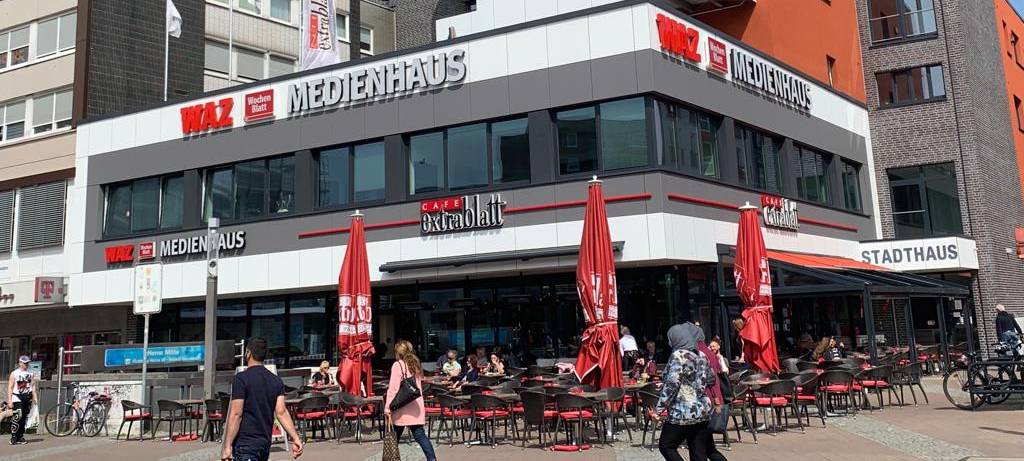 Das WAZ Medienhaus am Robert-Brauner-Platz in Herne-Mitte.