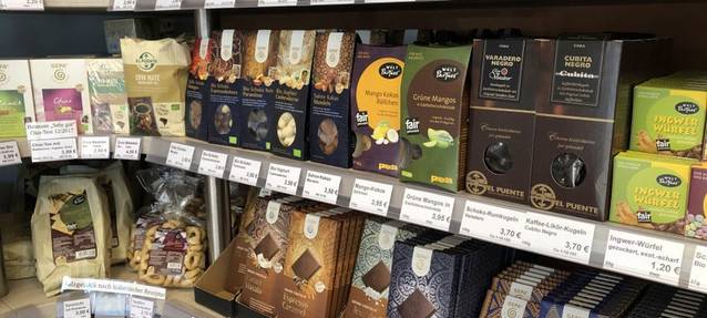 Fair gehandelte Produkte im Weltladen Esperanza.