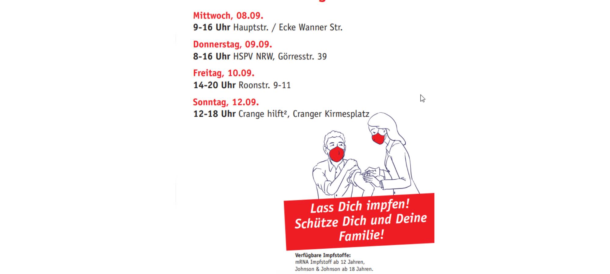 Die nächsten mobilen Impfaktionen stehen fest.