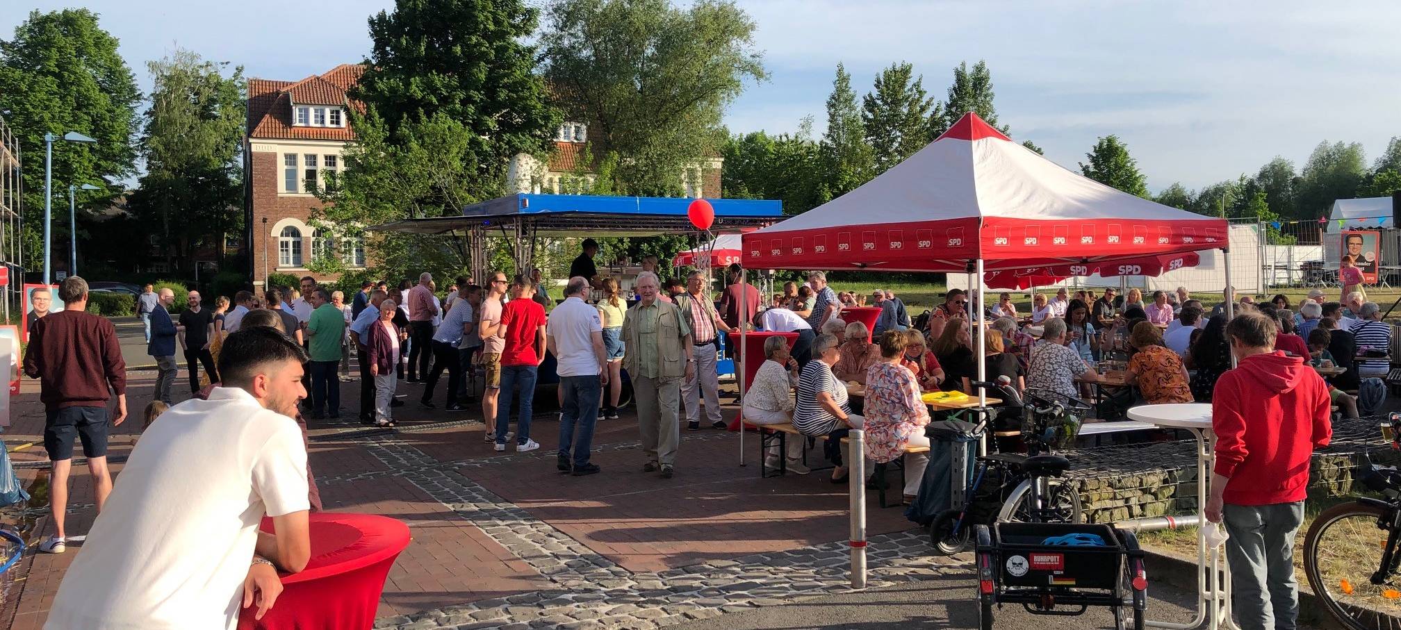 Die Wahlparty der Herner SPD an den Flottmannhallen.