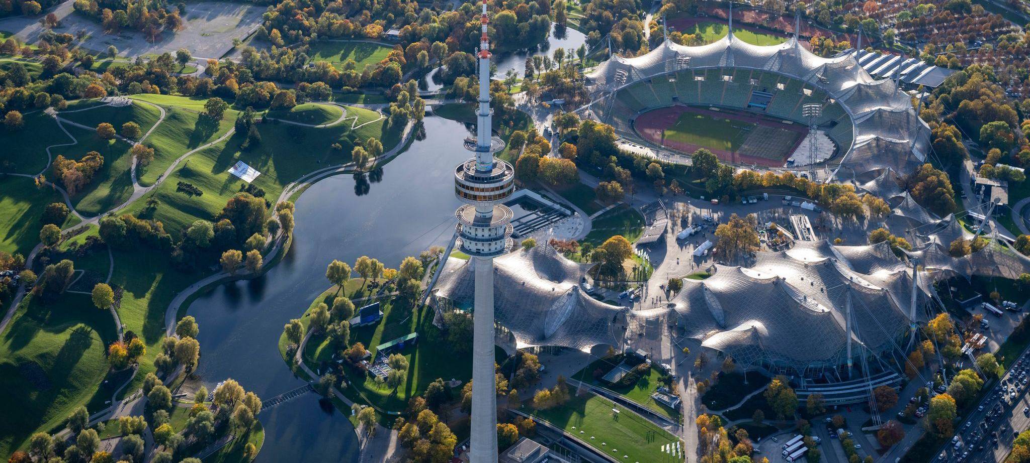 Münchner Olympiastadion aus der Luft