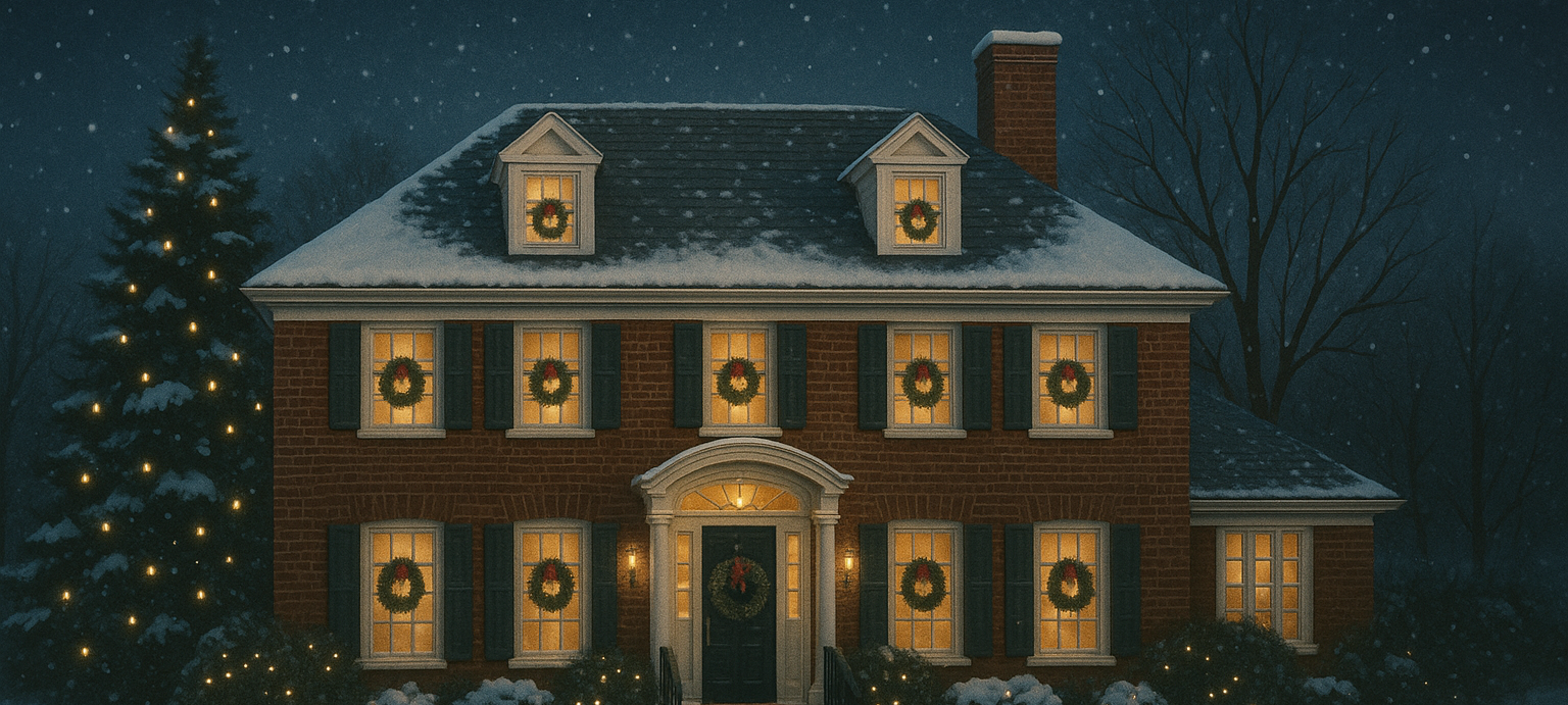 Weihnachtlich geschmücktes Haus